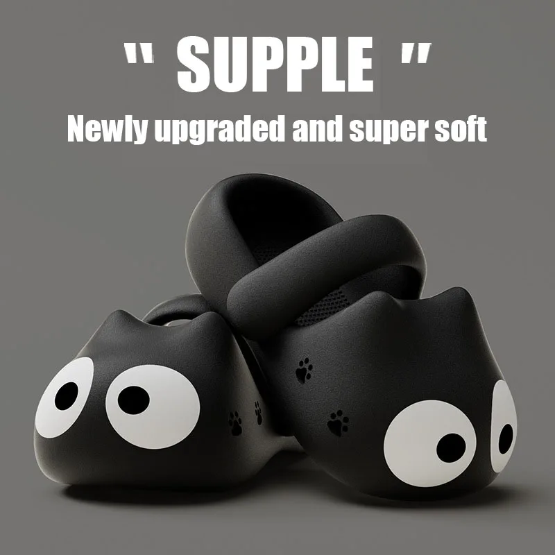 

Women's Cute Cartoon Animal Non-Slip Shower Sandals Bathroom Soft Slipper Cat Ears Couples Shoes Cloud Slippers for Women