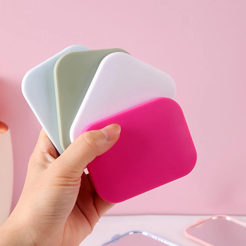 Small Mirror Comb Set Solid Color Fashion Portable Folding Makeup Mirror With Comb For Girl Gift Makeup Tools Vanity Miror