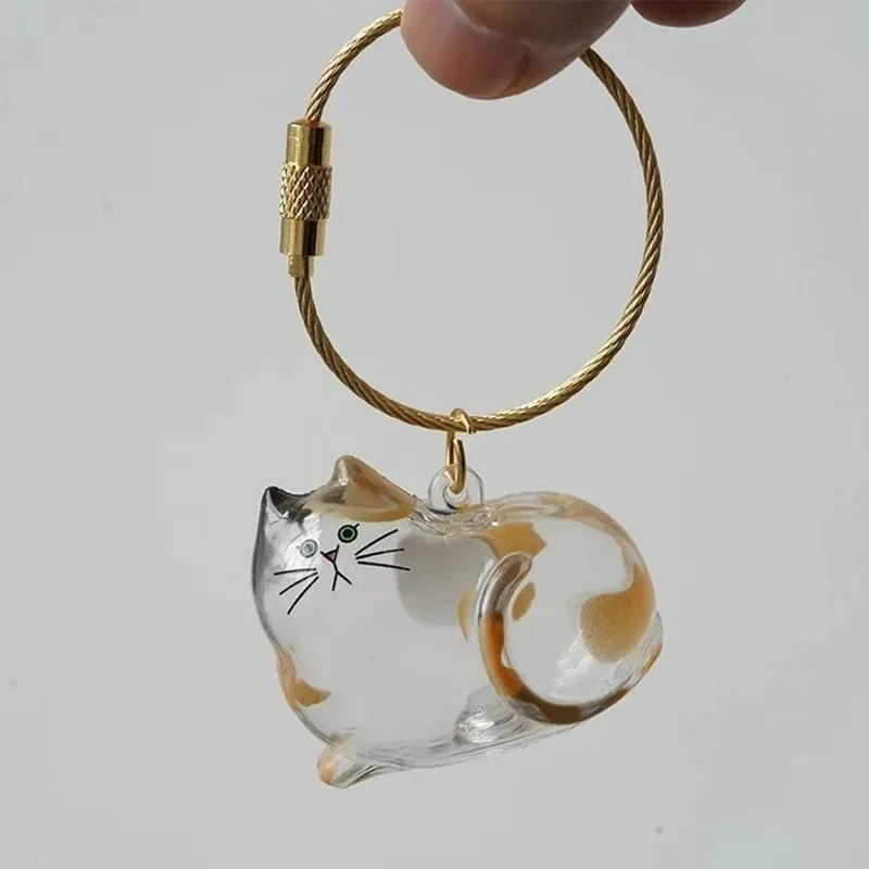 Hanging Cat Keychain Pendant Cat Hair Storage Keychain Box Backpack Cat Bag Pet Cat Hair Keychain Cute Key Ring Pet Souvenirs