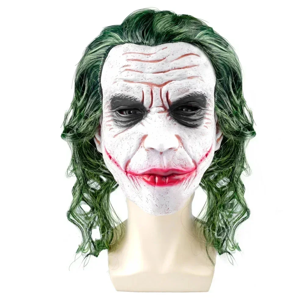 

Joker Latex Masker Donkere Ridder Cosplay Clown Grappig Masker Groen Pruik Masques Carnaval Party Versiering