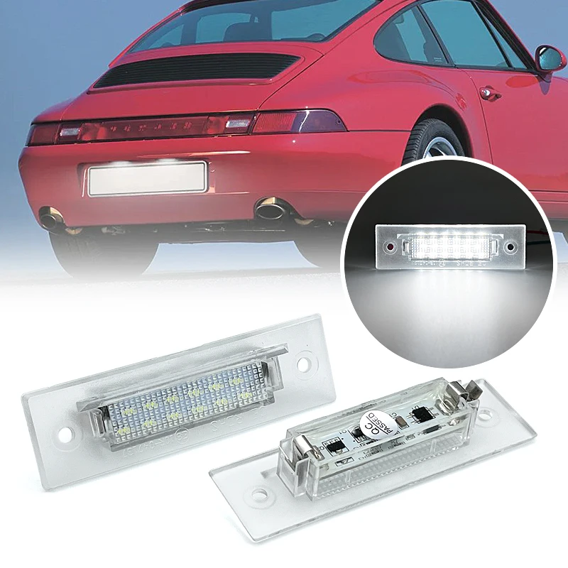 2Pcs White LED License Plate Light For Porsche 964 911 968 PORSCHE BOXSTER 986 993 996T PORSCHE 911 Turbo/GT2 GT3-1