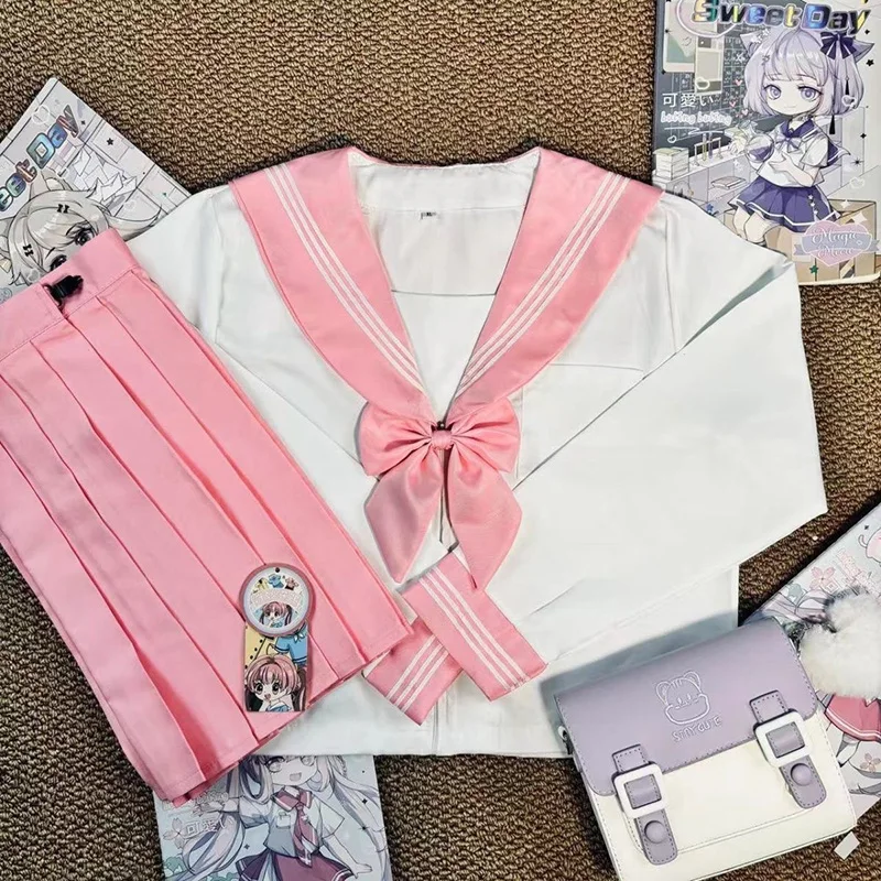 Uniformi giapponesi rosa JK Studenti delle scuole medie universitarie Uniformi da marinaio Uniformi scolastiche JK Anime Cospaly Studenti Abbigliamento