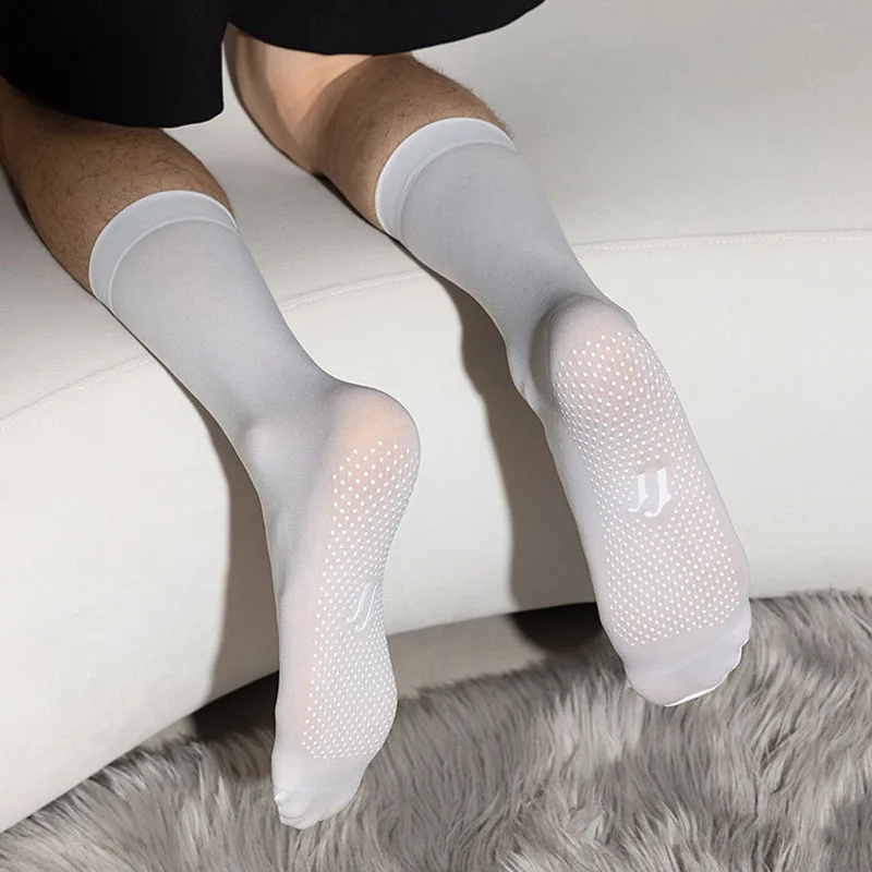 3 pares homem meias de seda longo negócio fino náilon antiderrapante respirável tubo alto abaixo do joelho bezerro formal wear tripulação meias cavalheiro