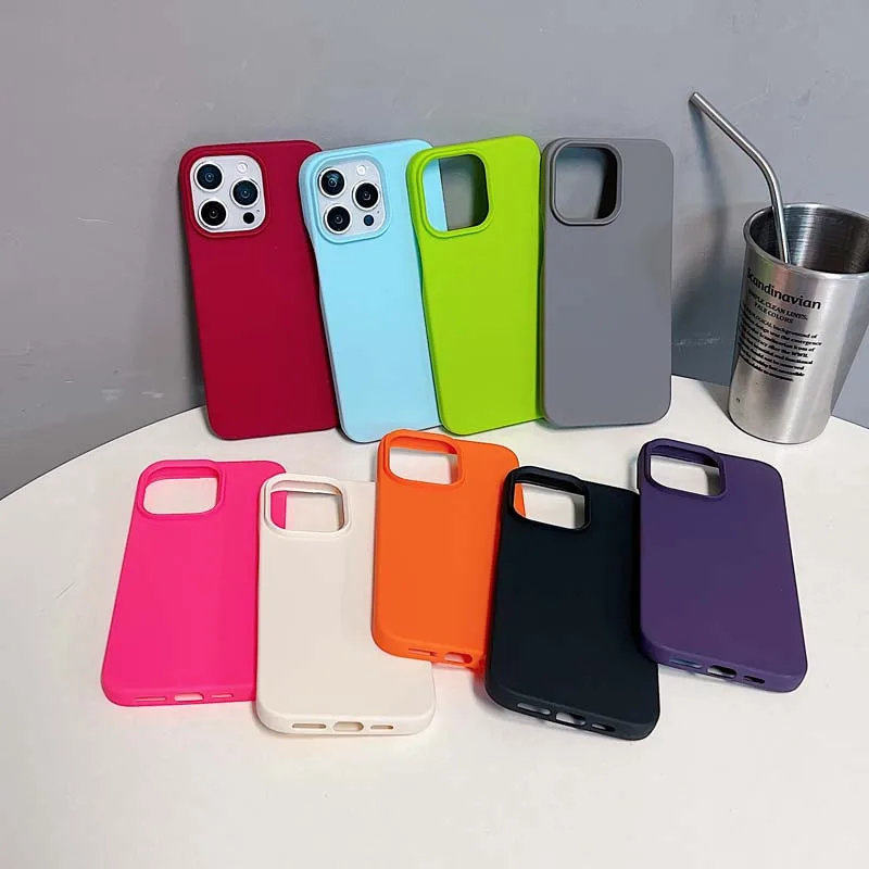 Luxury Half-Pack Matte Thin Case for IPhone 16 15 14 13 12 Pro Max Candy Color Soft Silicone Shockproof Back Cover Caque