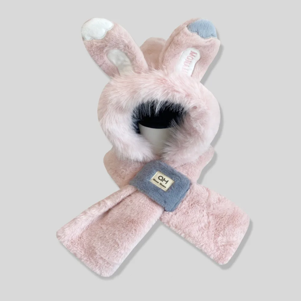 Fashion Ear Protection Rabbit Ear Hat Thickened Warm Winter Beanie Cute Winter Rabbit Plush Scarf Children