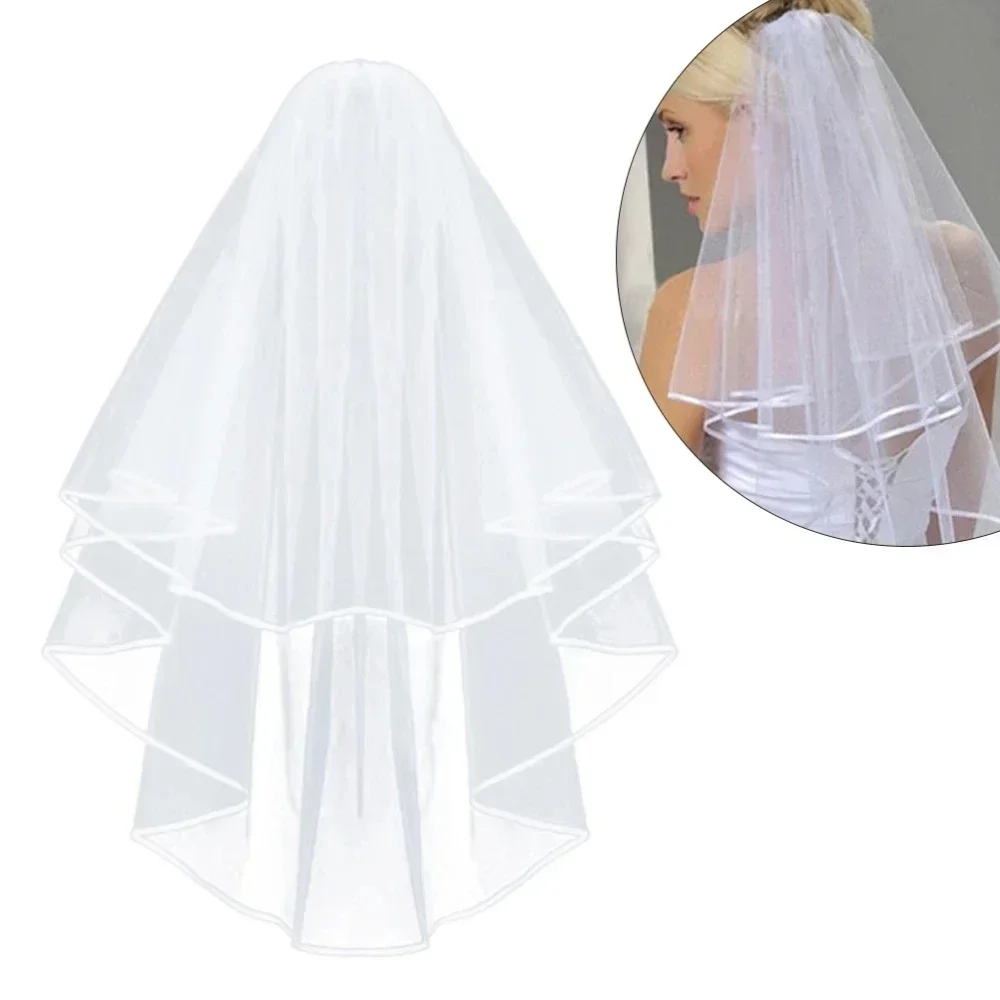 Short Tulle Cheap White Ivory Bridal Veil for Bride for Mariage Wedding Accessories