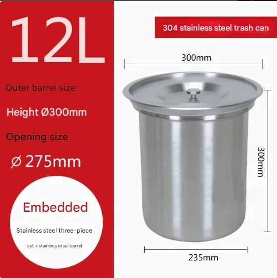 304 stainless steel kitchen countertop built-in trash can cabinet for household classification with a desktop hidden sink and cl