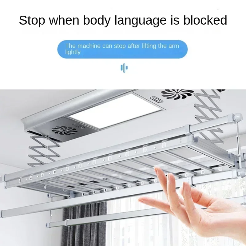 1pc Electric Drying Rack Balcony Intelligent Remote Control Automatic Lifting Hanger Home Four Rod Telescopic Drying Rack