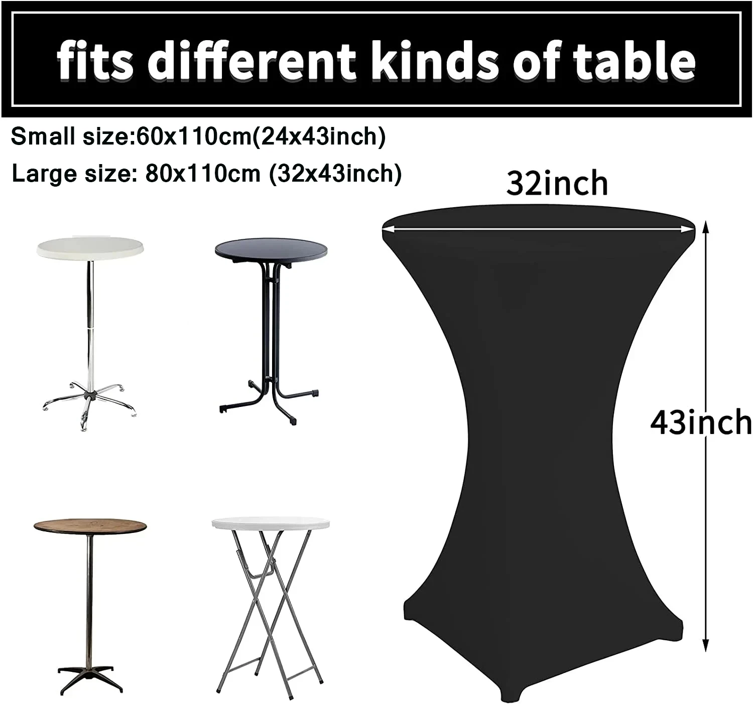 Metallic Cocktail Tablecloth Spandex Round Table Cloth Cover For Hotel Banquet Party Wedding Decoration Four Legs Round Base