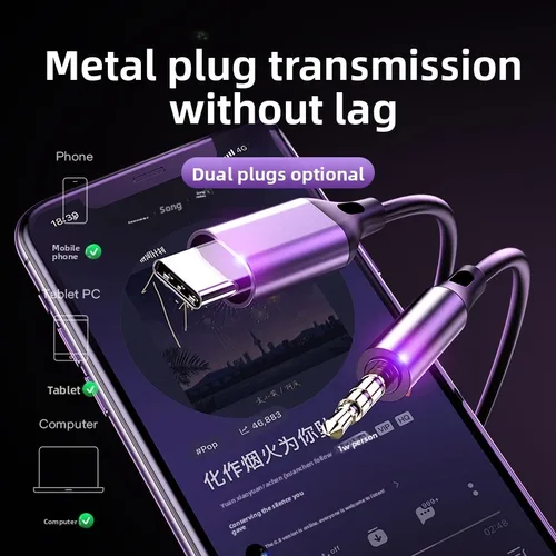 Imagen 2 del producto Auriculares con cable tipo C para Samsung Galaxy S25 S24 S23 S22 estéreo de graves HiFi 3,5 MM auriculares internos A54 A34 Note 20 10 Accesorios