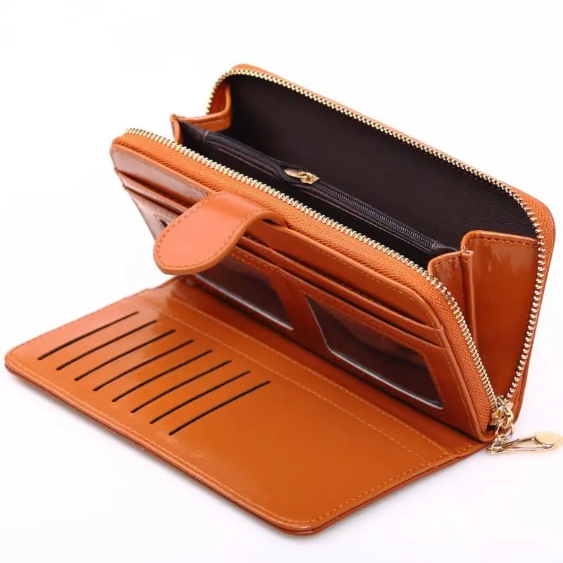 Women's Vintage PU Leather Clutch Wallet Female Large Capacity Phone Purse Ladies Simple Card Holder Pouch Bag