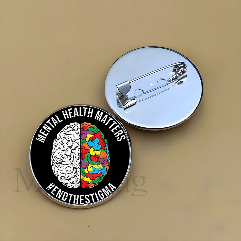 New mental health issue brooch psychology gift shirt lapel glass dome pin