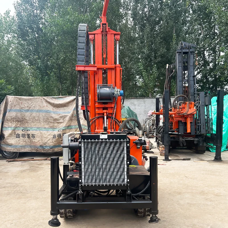 Perforadora de pozos de agua personalizada, plataforma de perforación de pozos de agua hecha a medida, alimentada por diésel, tipo pista, Max.200m