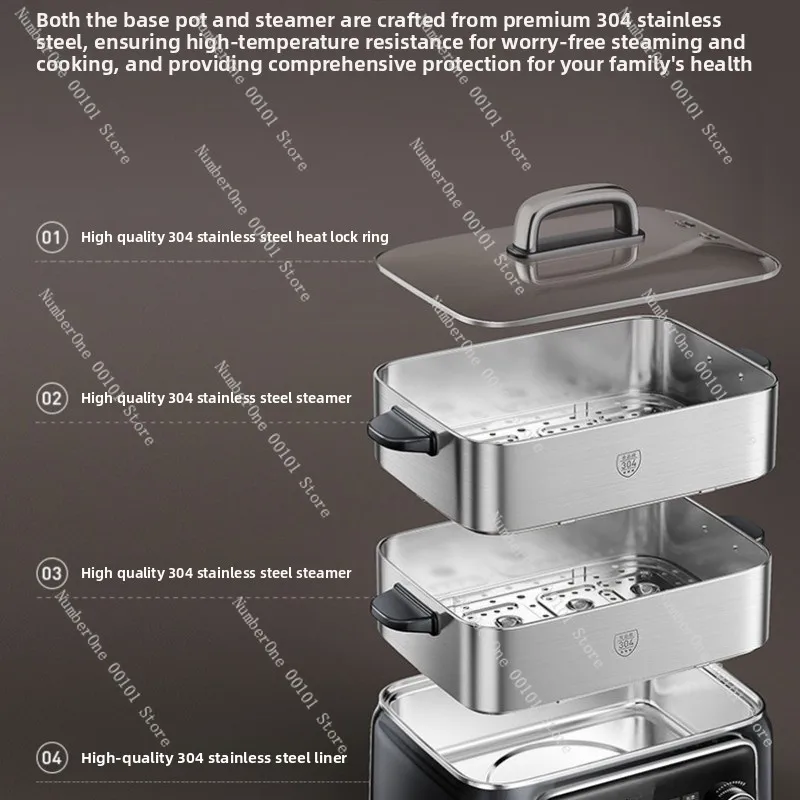 Electric steamer DZ180HG-GZ998 | 18.5L household all-steel uncoated design