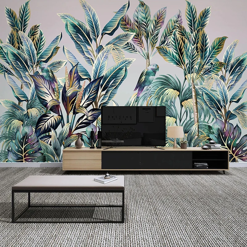 Custom Size 3D Forest Animal Bird Tropical Plant Coconut Tree Photo Mural Wallpaper For Living Room Sofa TV Backdrop Wall Decor