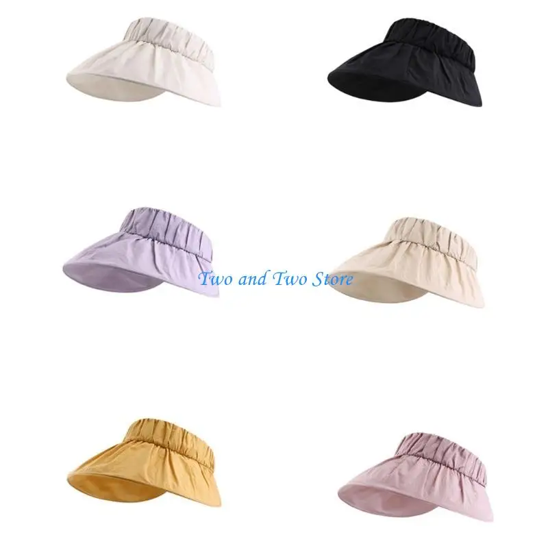 

HX6F Empty Top Hat for Woman Teens Unisex Outdoor Soft Visor Hat Wide Brims Hat Spring Hot Day Breathable Foldable Sun Hat