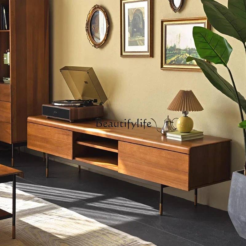 

FG10TV cabinet solid wood Nordic retro small apartment living room floor cabinet modern and simple