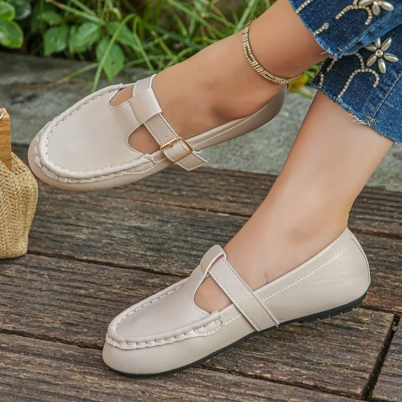 المرأة الجديدة بولي Leather جلد السيدات المتسكعون الرجعية لينة وحيد أمي الربيع الشقق أحذية امرأة موضة مكتب أحذية أنيقة ماري جين الأحذية