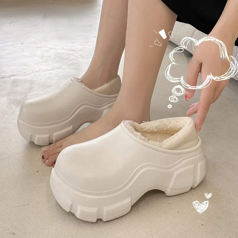 

Thick Sole Women's Slippers Winter Warm Cotton Shoes for Women Outdoor Comfortable Waterproof Shoes Soft Cute Indoor Women Shoes