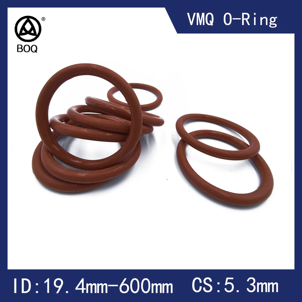 

CS 5.3mm ID 19.4-600 VMQ Red Silicone O-Ring Thickness Food Grade Sealing Ring Waterproof Insulated Gasket for Industrial Use