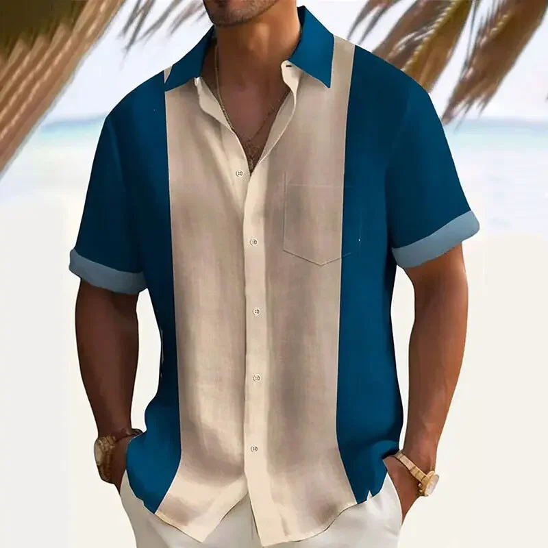 Abonnés d'été Hommes à manches courtes Chemise Mode Revers Bouton Poche Business Chemise décontractée Voyage Vacances Plage T-shirt S-3XL