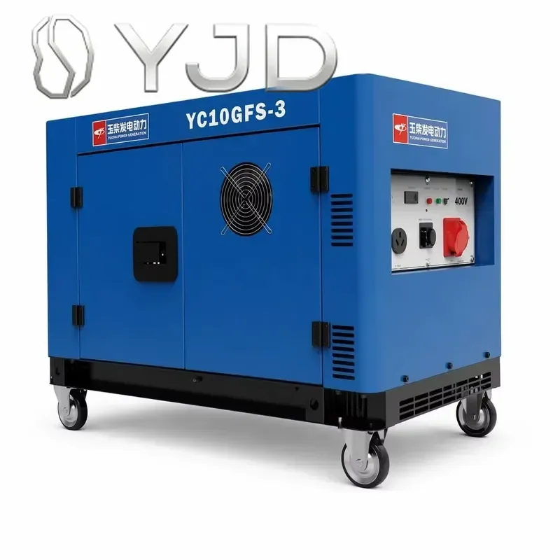 YJD 10kw Diesel Generator Silent 11kW Max 3 Phase 400V 230V Portable Double Cylinder Standby Power Generator Set 50/60Hz