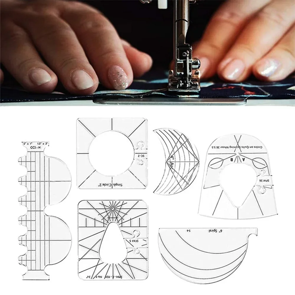 6 teile/satz Quilten Lineal Free Motion Vorlage Patchwork Lineal Acryl Nähen Werkzeug für Home DIY Handwerk Nähmaschine