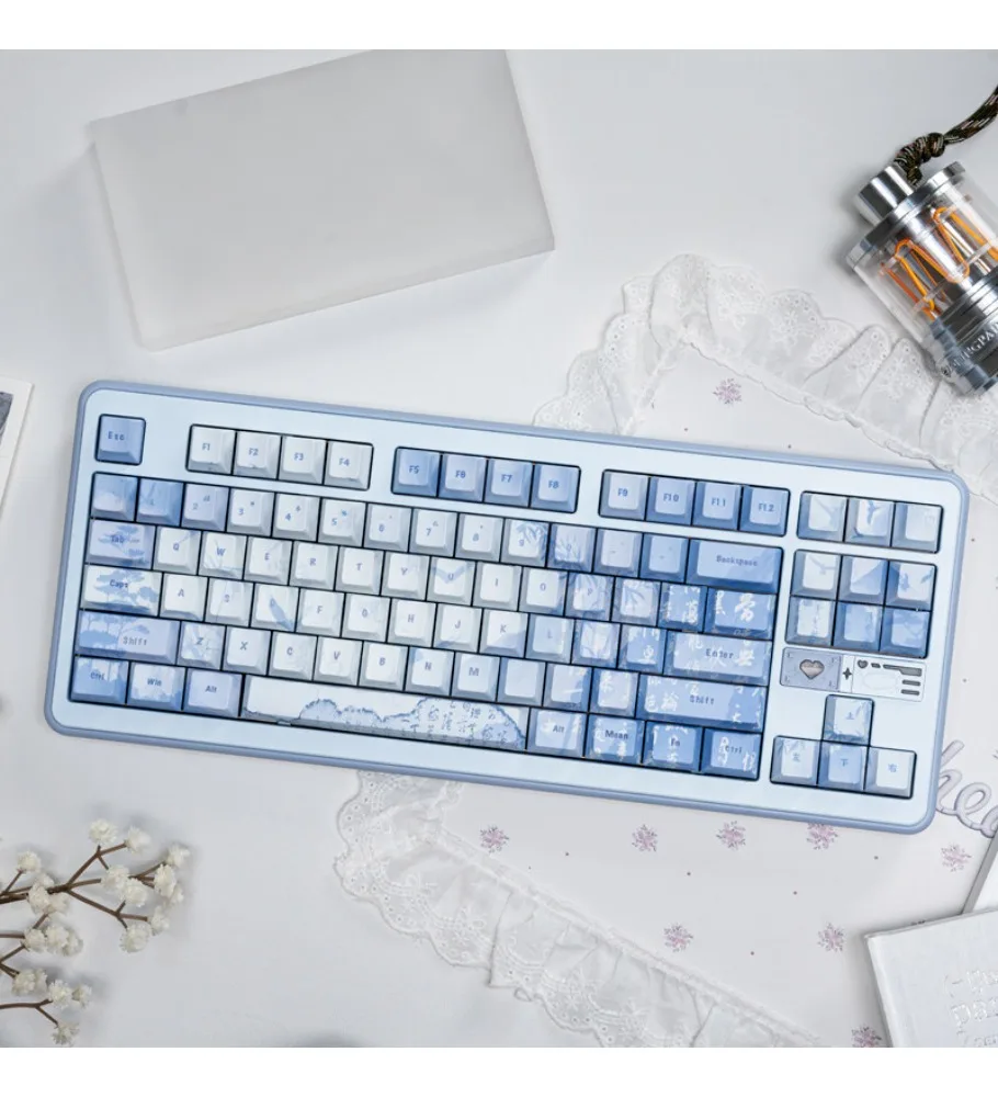 Yanlai Mountain Preface Ancient Style Poetry Keycap PBT Hot Sublimation Mechanical Keyboard Cap 68/87/108 Night