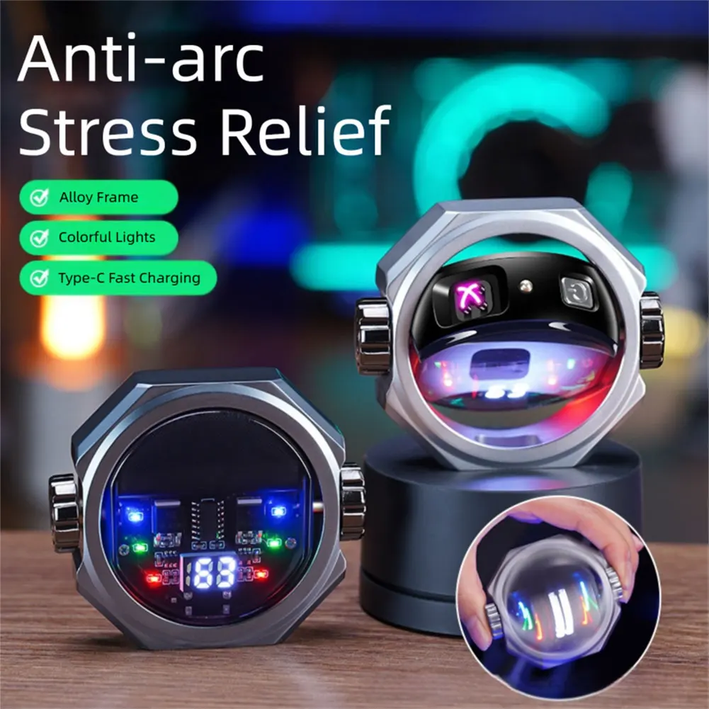 

USB Rechargeable Arc Lighter Fingertip Spinnings Gyroscope Windproof Arc Electric Lighter Dad Present