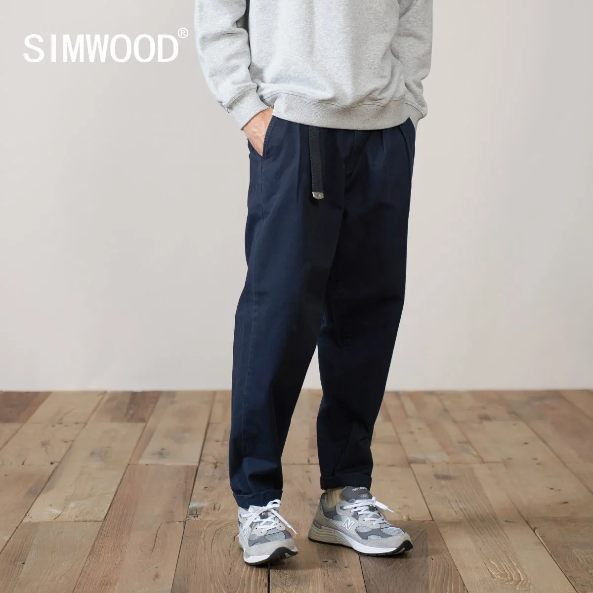 SIMWOOD 2024 Autumn Winter New Oversize Chinos Pants Men Heavyweight 100% Cotton Loose Trousers Plus Size Brand Clothing