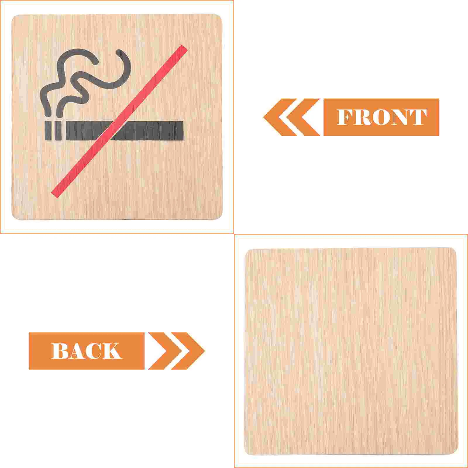 4 Pcs No Smoking Sign Wooden Visible Lettering Warning Signs Public Stand Out Hotel Board Non-smoking Gas Station Sticker