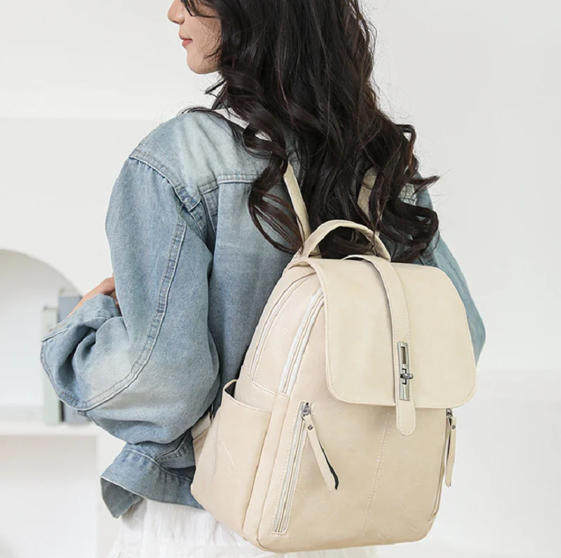 

Новые корейские модные винтажные кожаные сумки через плечо 2026 года, высококачественные женские вместительные дорожные рюкзаки, сумка для ноутбука