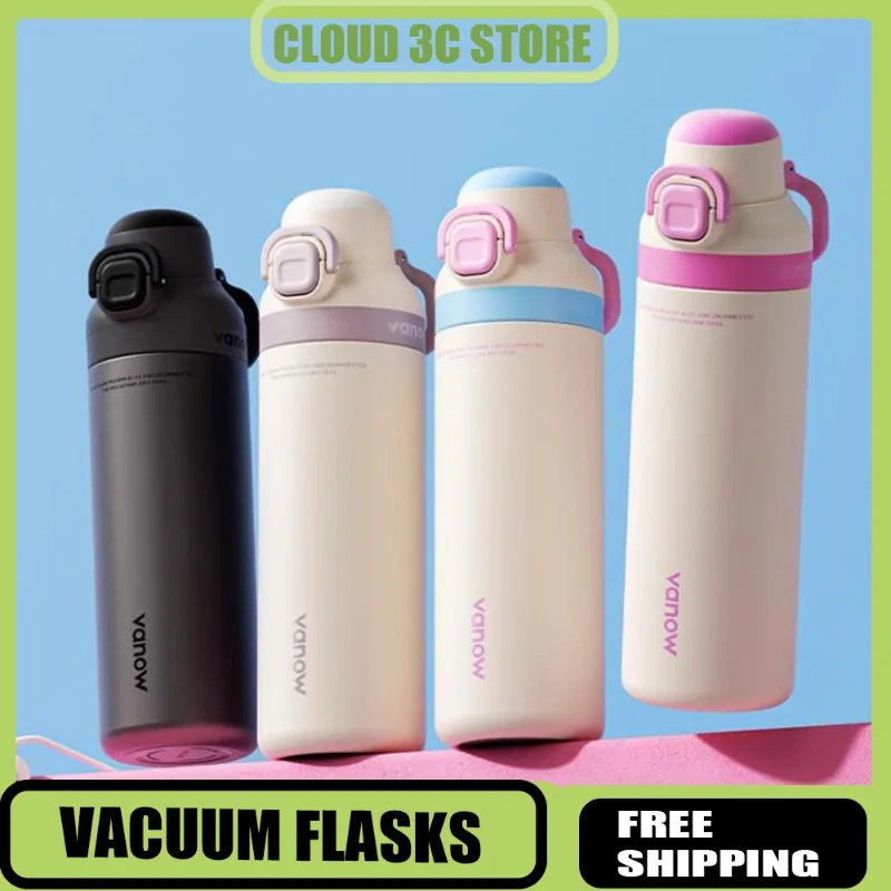 

Vanow 600ml Insulated Straw Cup Ceramic Liner Vacuum Flasks Keep Hot and Cold Thermos Bottle for Student Leak-proof Drinking Cup