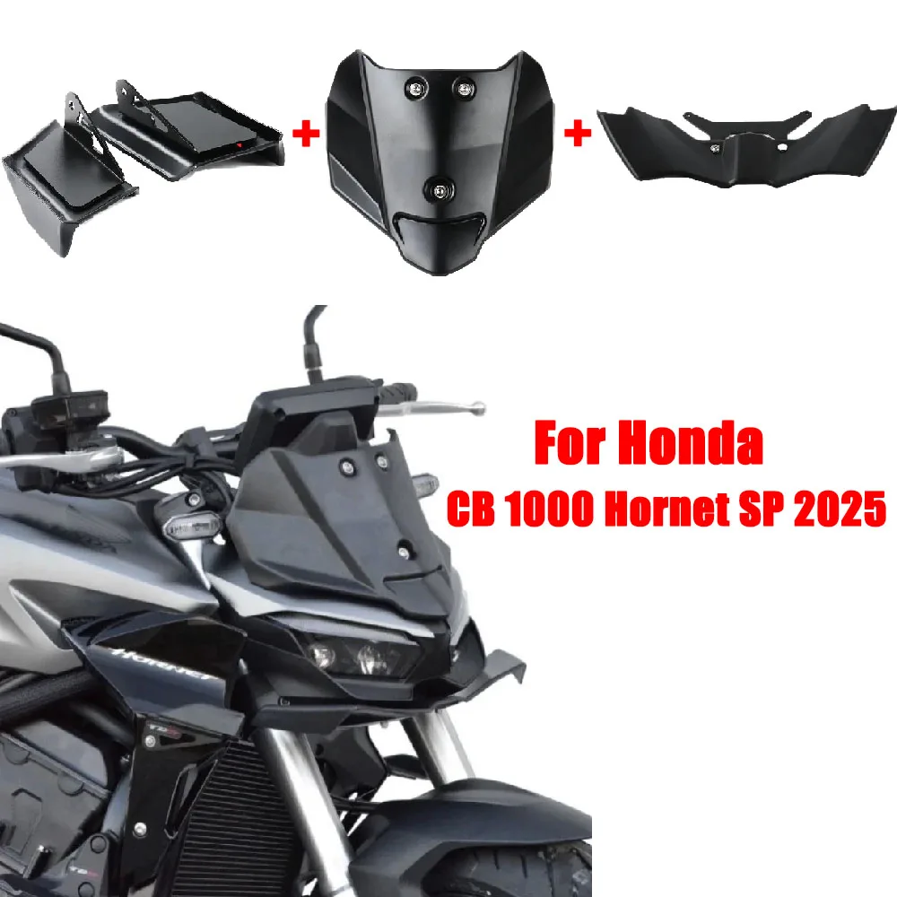 

Аксессуары для мотоциклов для Honda CB 1000 Hornet SP 2025, включая лобовое стекло, спойлеры переднего крыла и спойлеры бокового крыла.