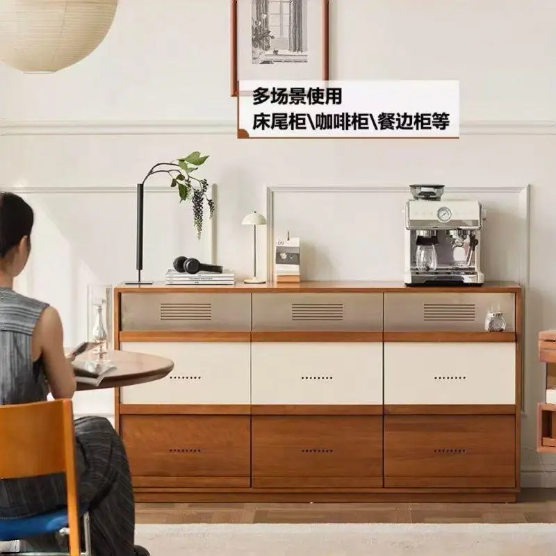 The latest medieval solid wood nine-chest cabinet retro color matching multi-drawer locker living room bedroom side cabinet