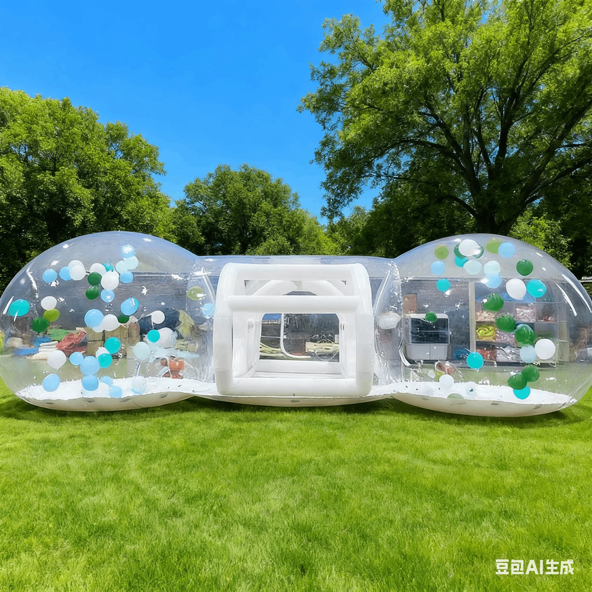 Rumah Gelembung Ganda Tiup untuk Acara Pesta Bahan PVC dengan Blower - Pemasangan Instan Hiburan Luar Ruangan Tiup