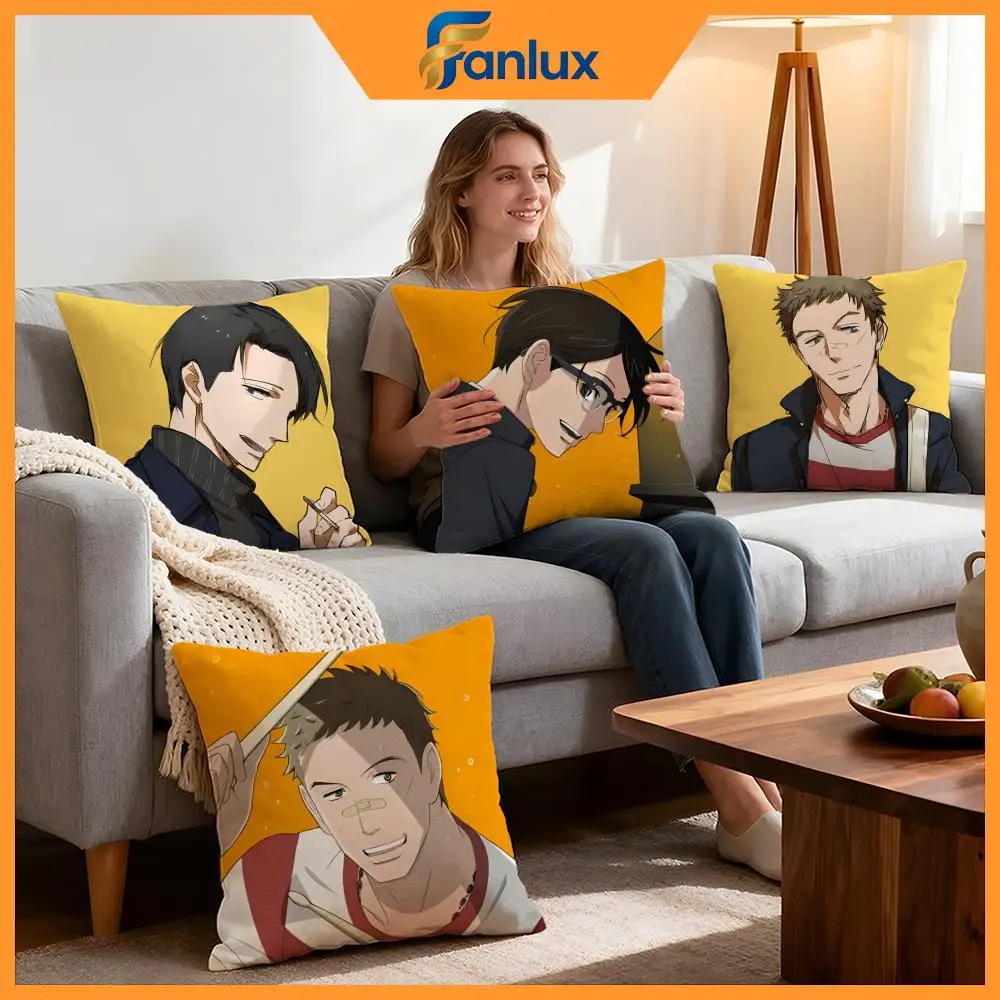 Anime Kids on the Slope Cushion Cover 4Pcs Decorative Covers Soft Cushion Case for Sofa Couch Decor 40x40 45x45 Pillowcases