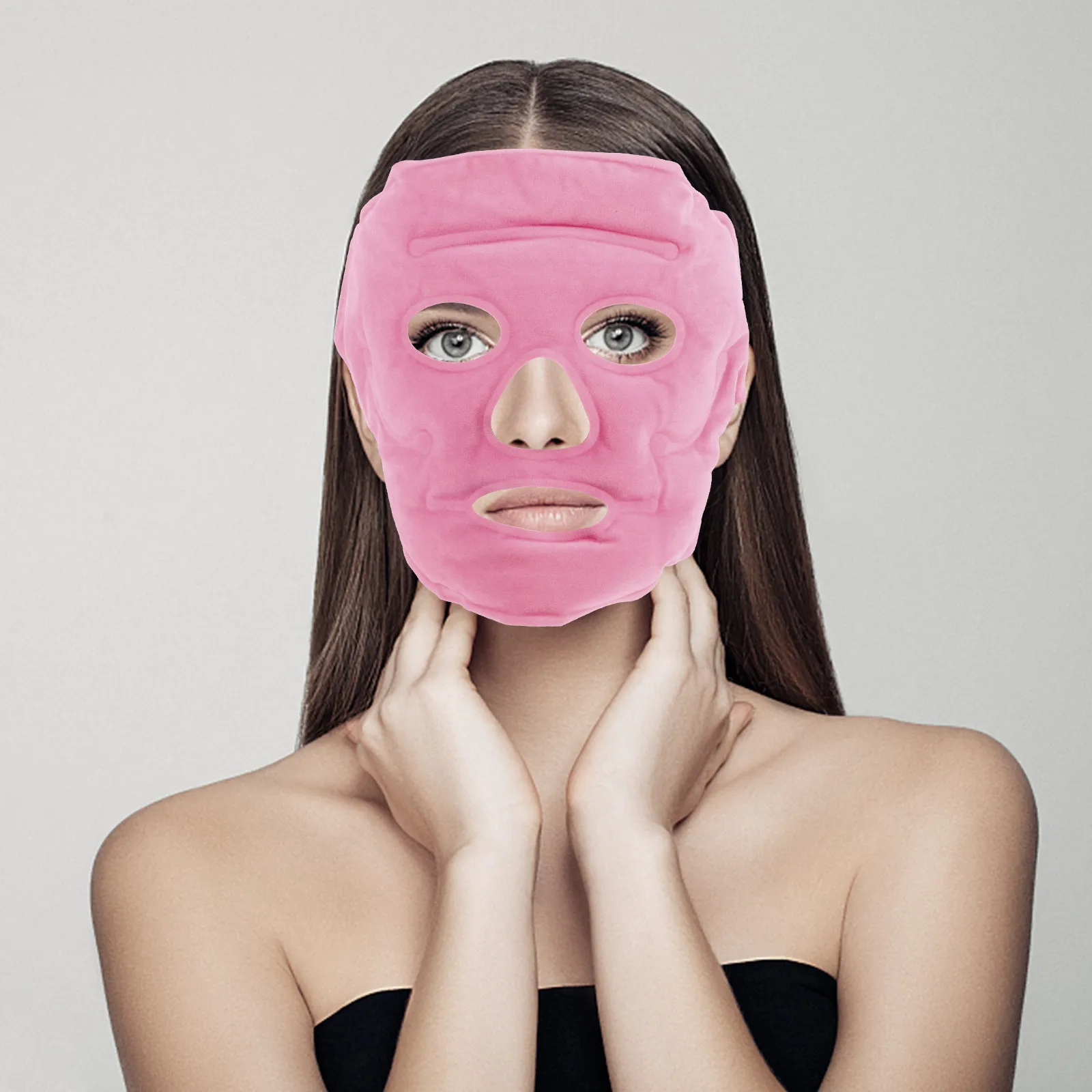 Tourmaline Gel Magnet Slimming Facial Mask Beauty Massage Hook Loop Adjustable Design Cold Face Mask Enhance Skin Elasticity