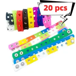 20pcs/lot Mix Style Random Silicone Bracelet Wristband 18cm Fit Shoe Charms Shoe Buckle Wristband Rubber Wrist Strap