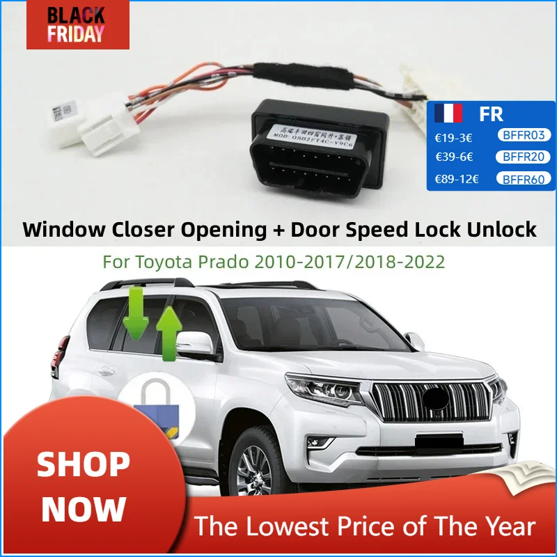 Car Automatic Window Lift Closer Opening + Door Speed Lock Unlock Module For Toyota Prado 2010-2022