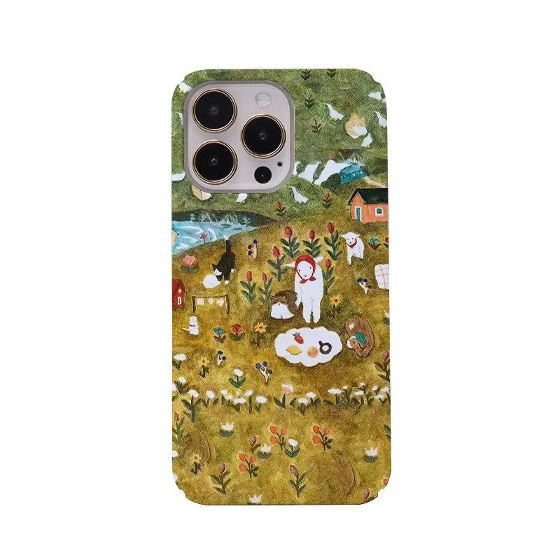 Ins Little Sheep Garden Magnetic Case for IPhone 16 15 14 13 Pro Max Back Phone Cover for 12 13 Mini 11 ProMax X Max XR SE Cover