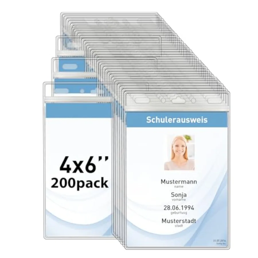 

Вертикальные держатели для ID-карт с мягкими краями и герметичным уплотнением, подходят для вставок 4x6 дюймов (200 шт.), водонепроницаемые держатели для паспортов и ID-карт, бейджи для именных карт H