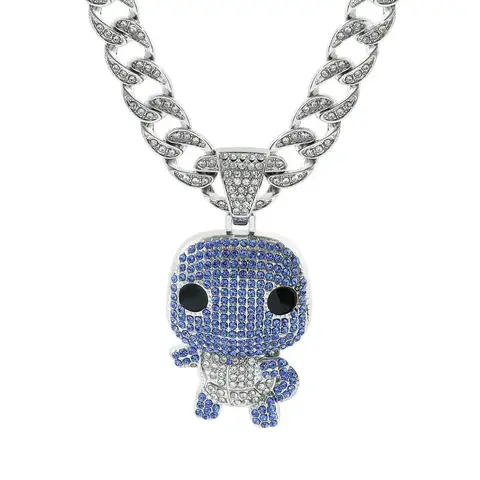 Anime Bulbasaur Charmander Collana con ciondolo con diamanti Collana Cuba Moda Gioielli Hip Hop Regalo per bambini