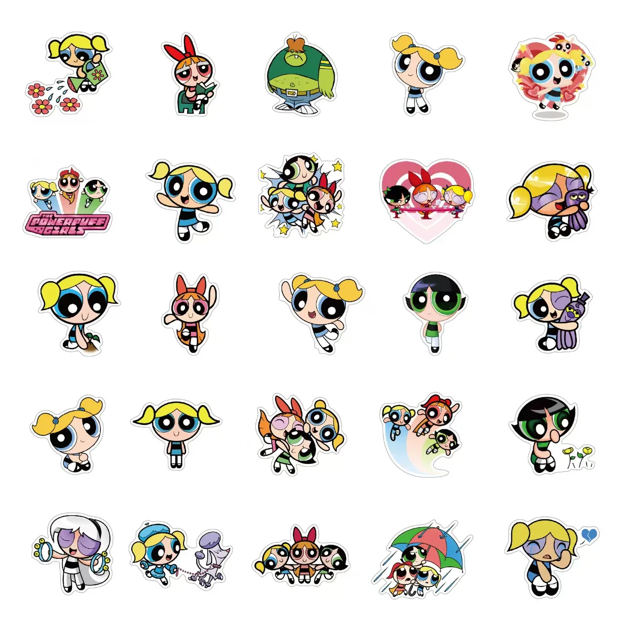 50 قطعة من الرسوم المتحركة الشخصية تعمل Powerpuff Girls Graffiti ملصق مضاد للمياه حقيبة كمبيوتر محمول خوذة الثلاجة، KAWAII