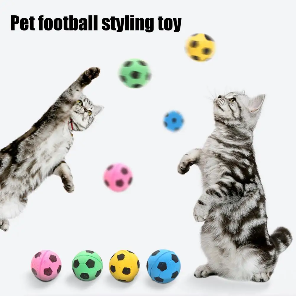 Cat Toy Ball Interactive Kitten Chew Toys Football Shape Bouncy Balls Bite-Resistant Cats Ball Toy Promotes Exercise Plaything