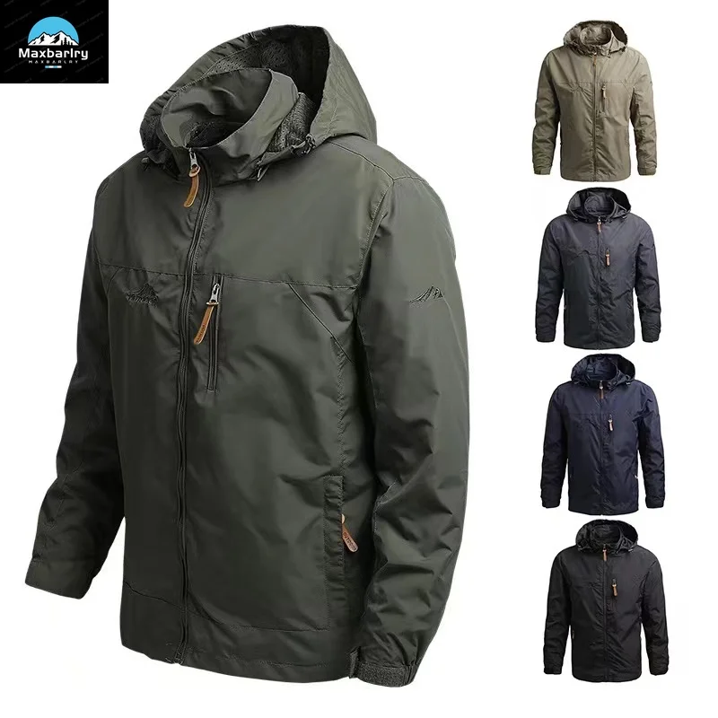 

Men's Windbreaker Casual Men's Hooded Jacket Outdoor mountain Waterproof MA-1 Pilot Coat Men's Mountaineering Hunting Suit