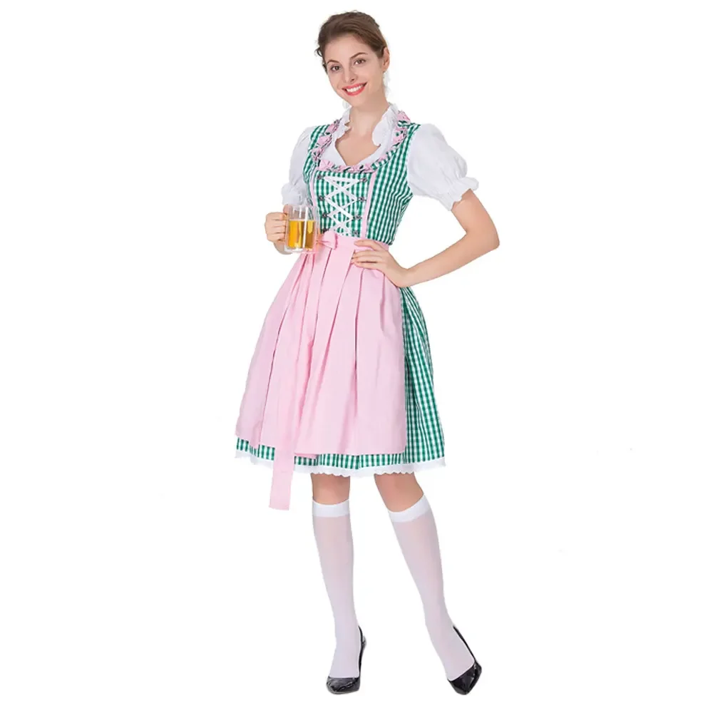 German Traditional Oktoberfest Costume Lady Classic Bavarian Beer Girl Dirndl Dress Suit Octoberfest Beer Maid Wench Costume