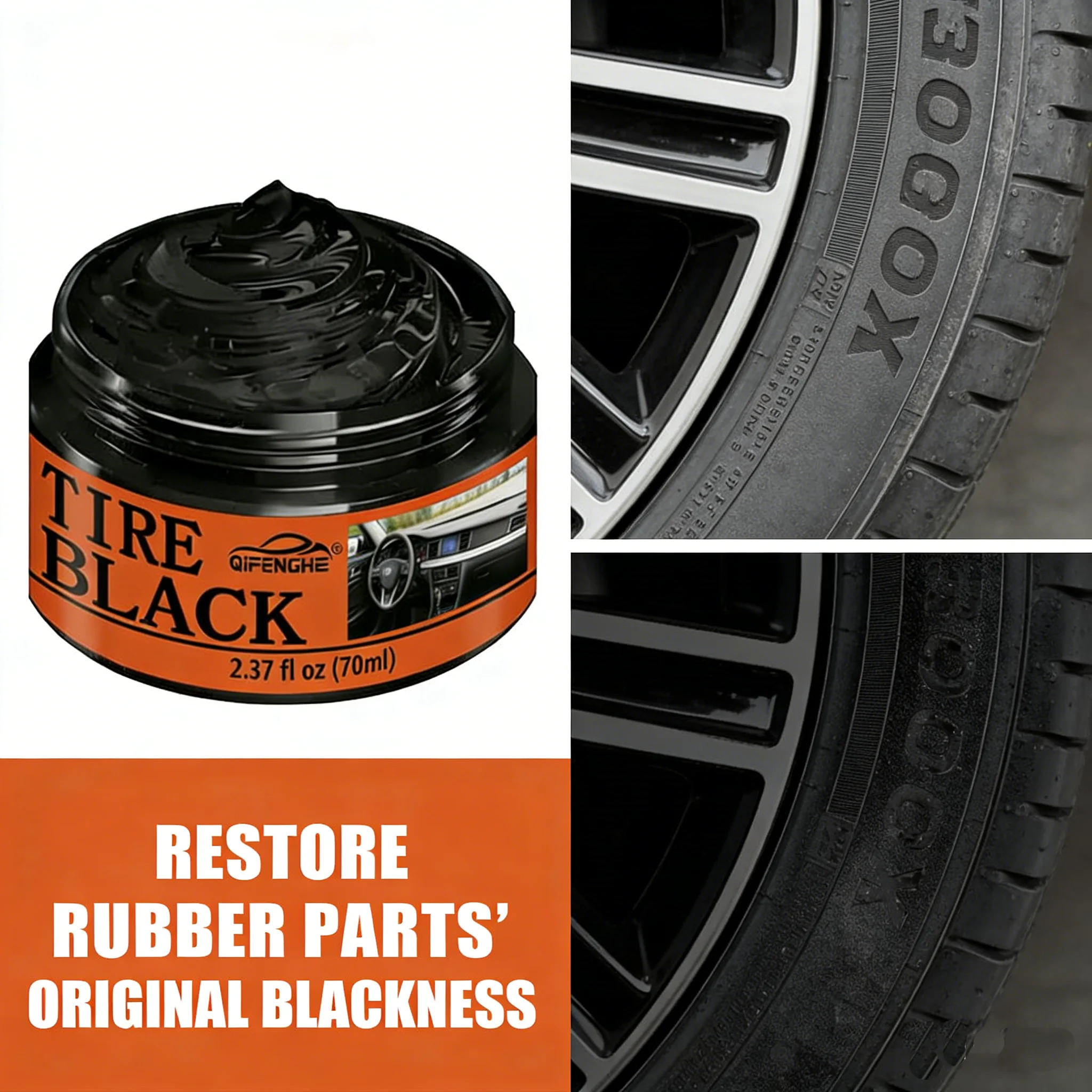 Rubber Tire Restorer, Revive Faded Black Tires & Trim to Like-New Condition