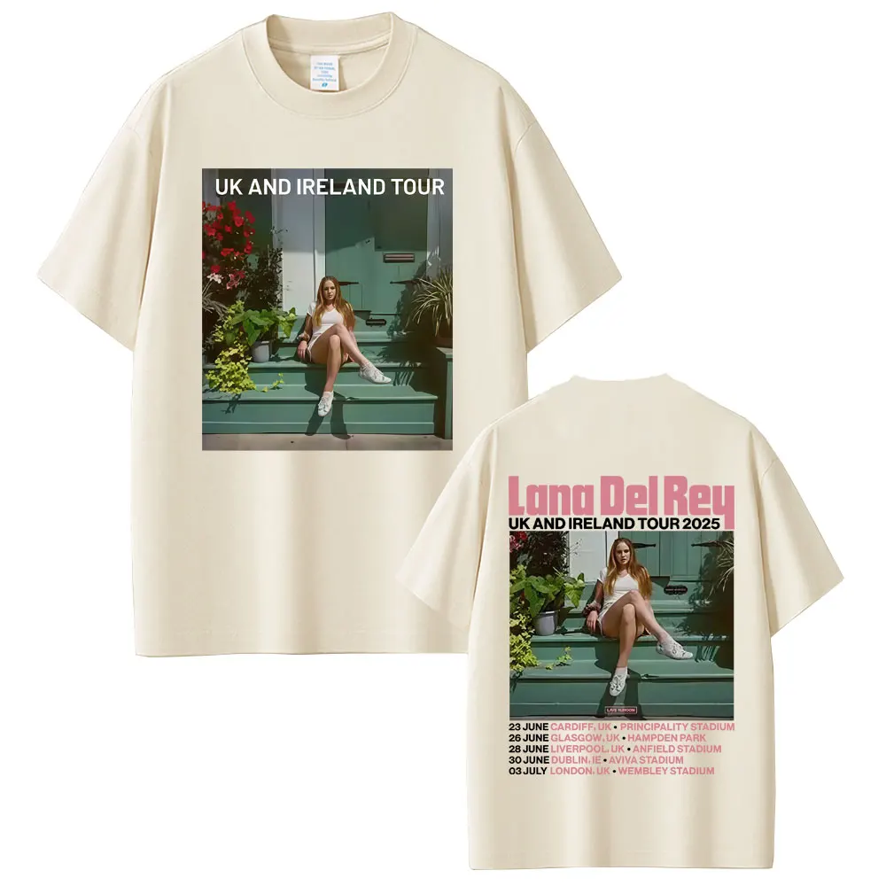 

Limited Lana Del Rey UK and Ireland Tour 2025 T-shirts Men's Women Fashion Pop Music Short Sleeve T Shirts Streetwear Fans Gift