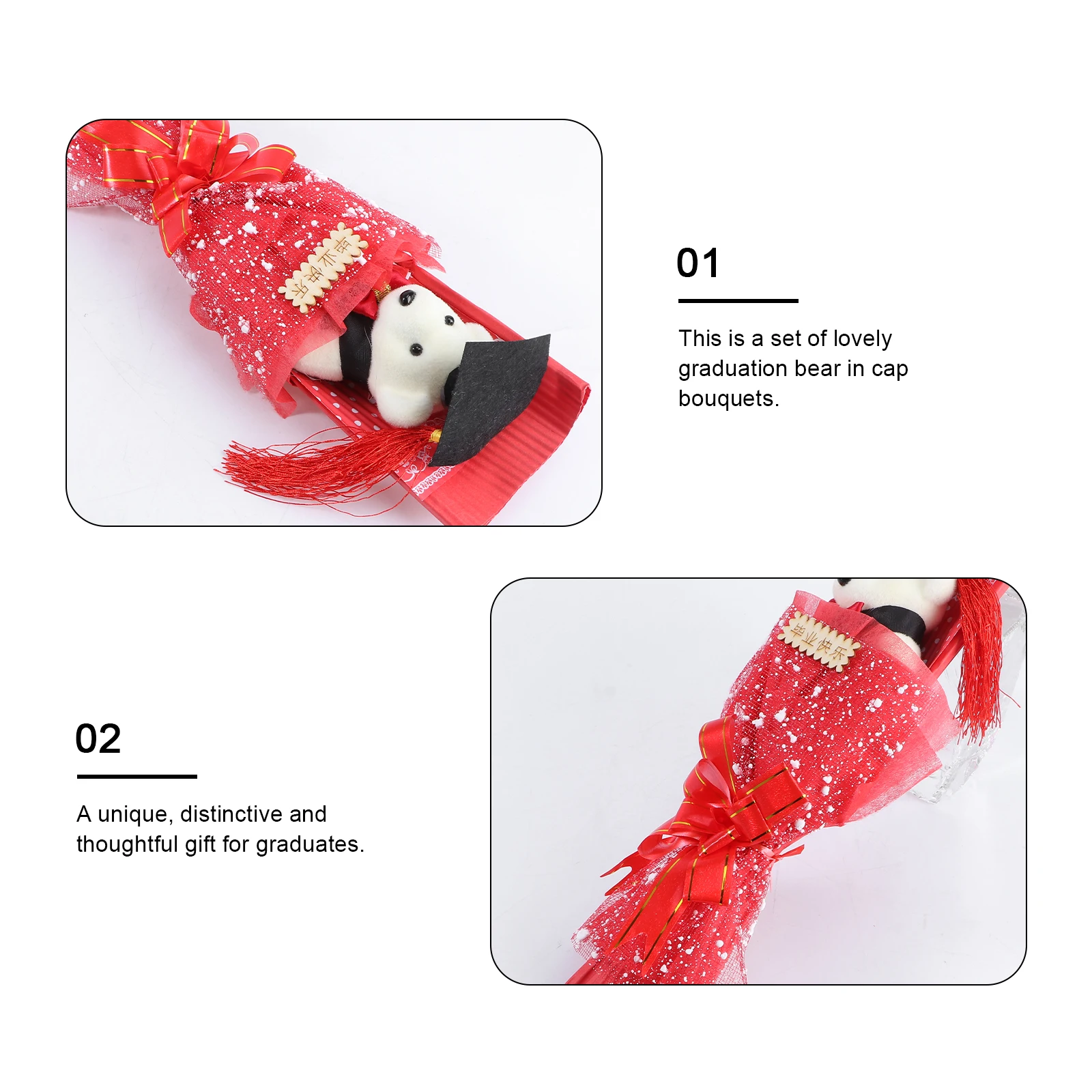 

Bear Lovely Graduation Decoration Car Home Office Gifts Graduation Bouquet Students Preschool Kindergarten Toys